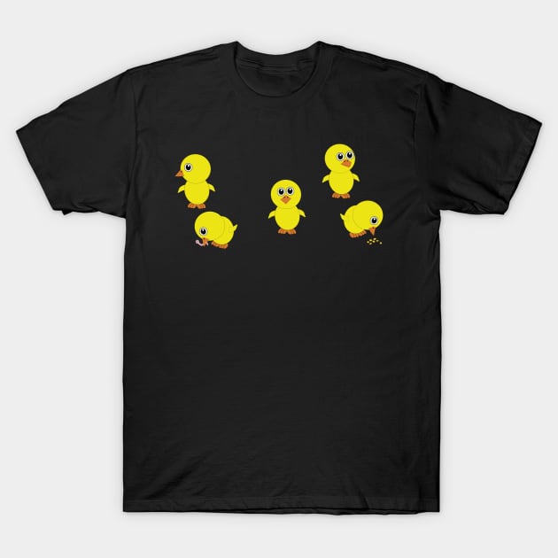 five yellow chicks, chicken T-Shirt by BK55